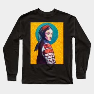 Ukrainian woman in vyshyvanka pop art Long Sleeve T-Shirt